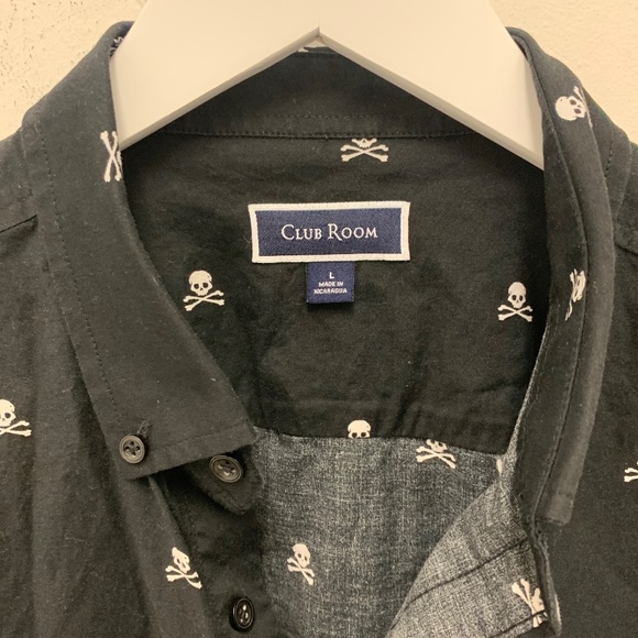 Club Room Black Short Sleeve Button Down Size Large - Picture 4 of 6